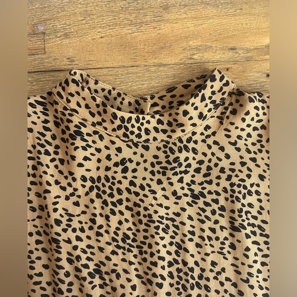 TAN AND BLACK Cheetah Print Tunic Fall Layering Animal Print Lightweight - Picture 9 of 12